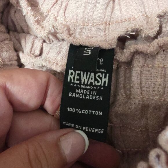 Pale Dusty Rose Smocked Waist 100% Cotton Gauze Skirt by Rewash - Size S - Picture 5 of 7